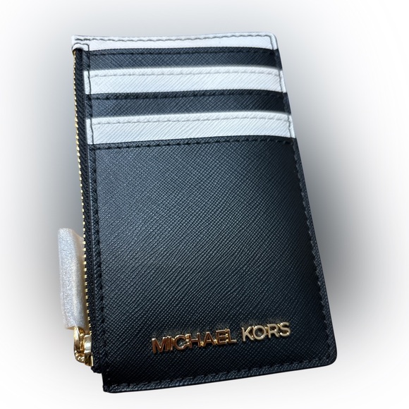 Michael Kors Black and White Key Card Holder with Gold Accents NWT - Picture 1 of 3